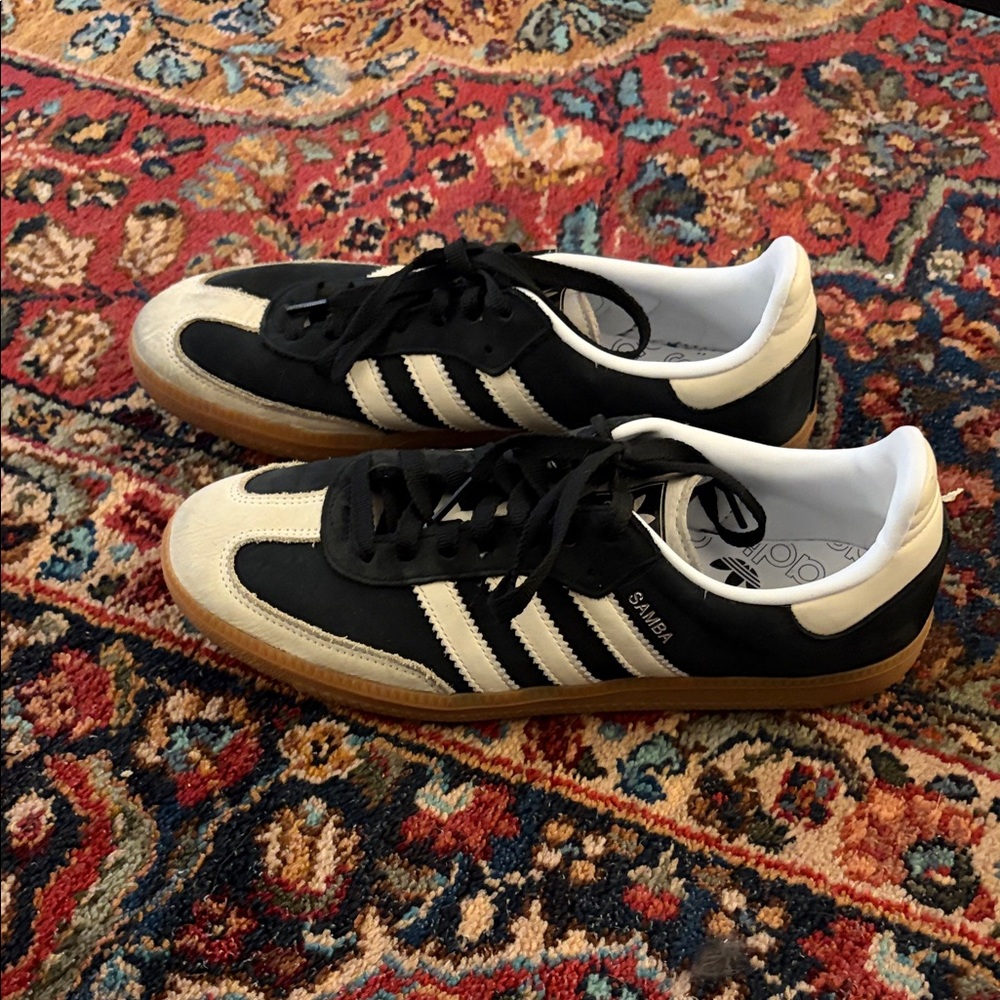 Adidas Men's Black and Cream Sneakers